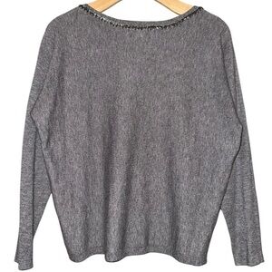 Liv Milano Women’s Size S Gray Silver Beaded Embellished Neckline Sweater